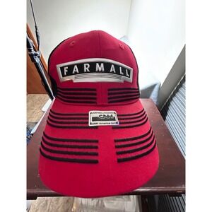 International Harvester Farmall Hat Red Black Chrome Logo Adjustable Cap NEW